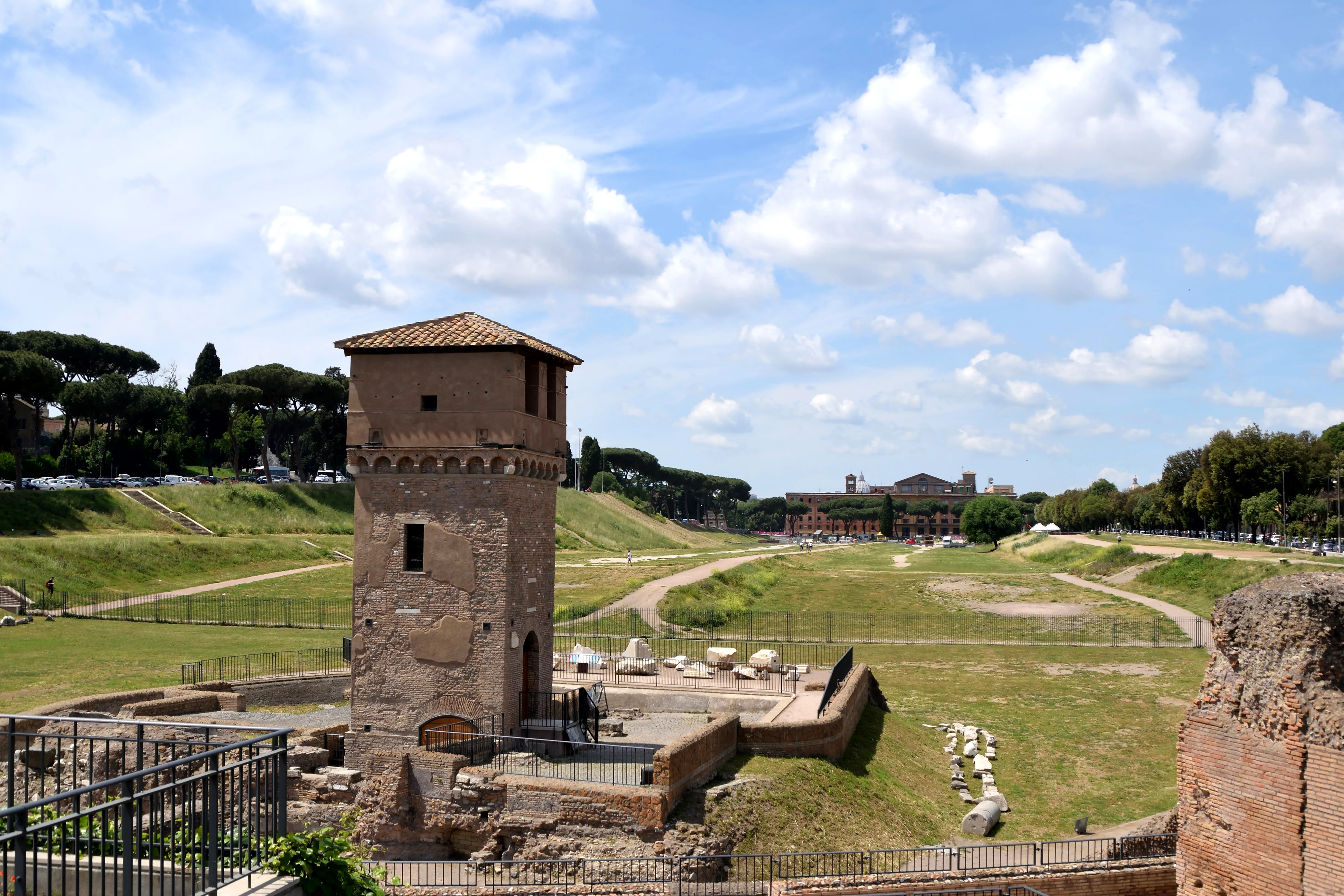 The Circus Maximus valley seen from the Palatine Hill, with the Aventine Hill in the background