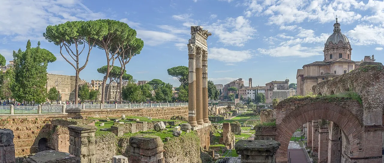 Remains of the Forum of Caesar with the three columns of the Temple of Venus Genetrix
